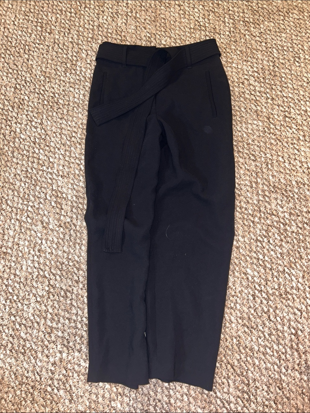 Wilfred Black High-Waist Belted Wide-Leg Pants